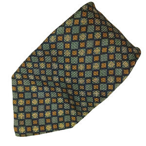 Amherst & Brock Browen Green Diamond Print Necktie 100% Silk Tie Classic
